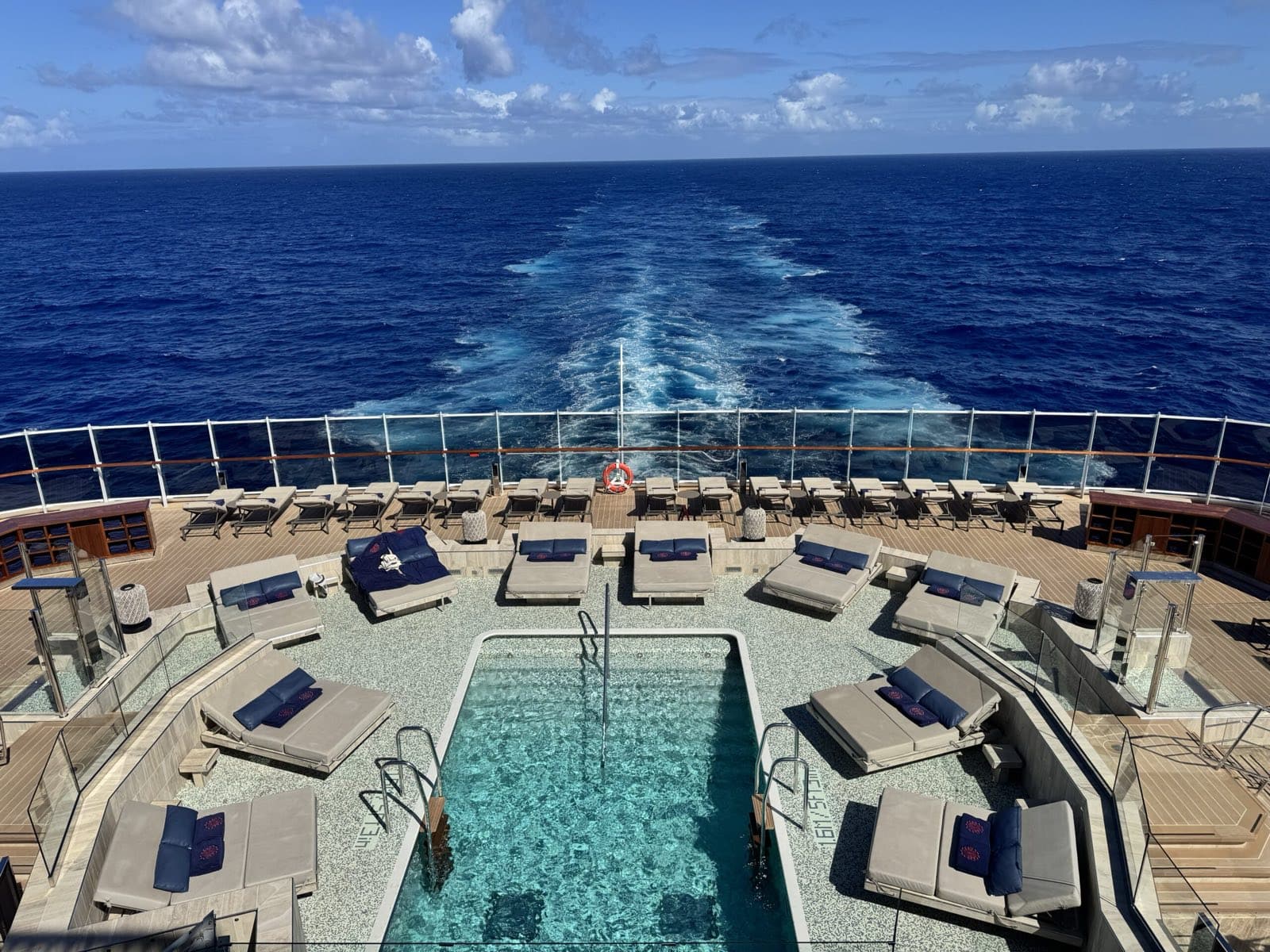 Cruise ship pool deck overlooking the ocean